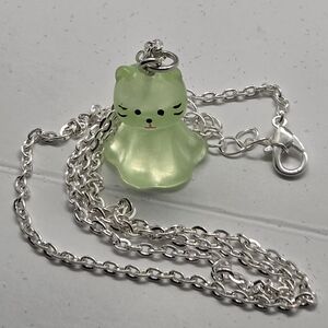 Cute Green Cat Charm Necklace for Cats - Resin Pendant